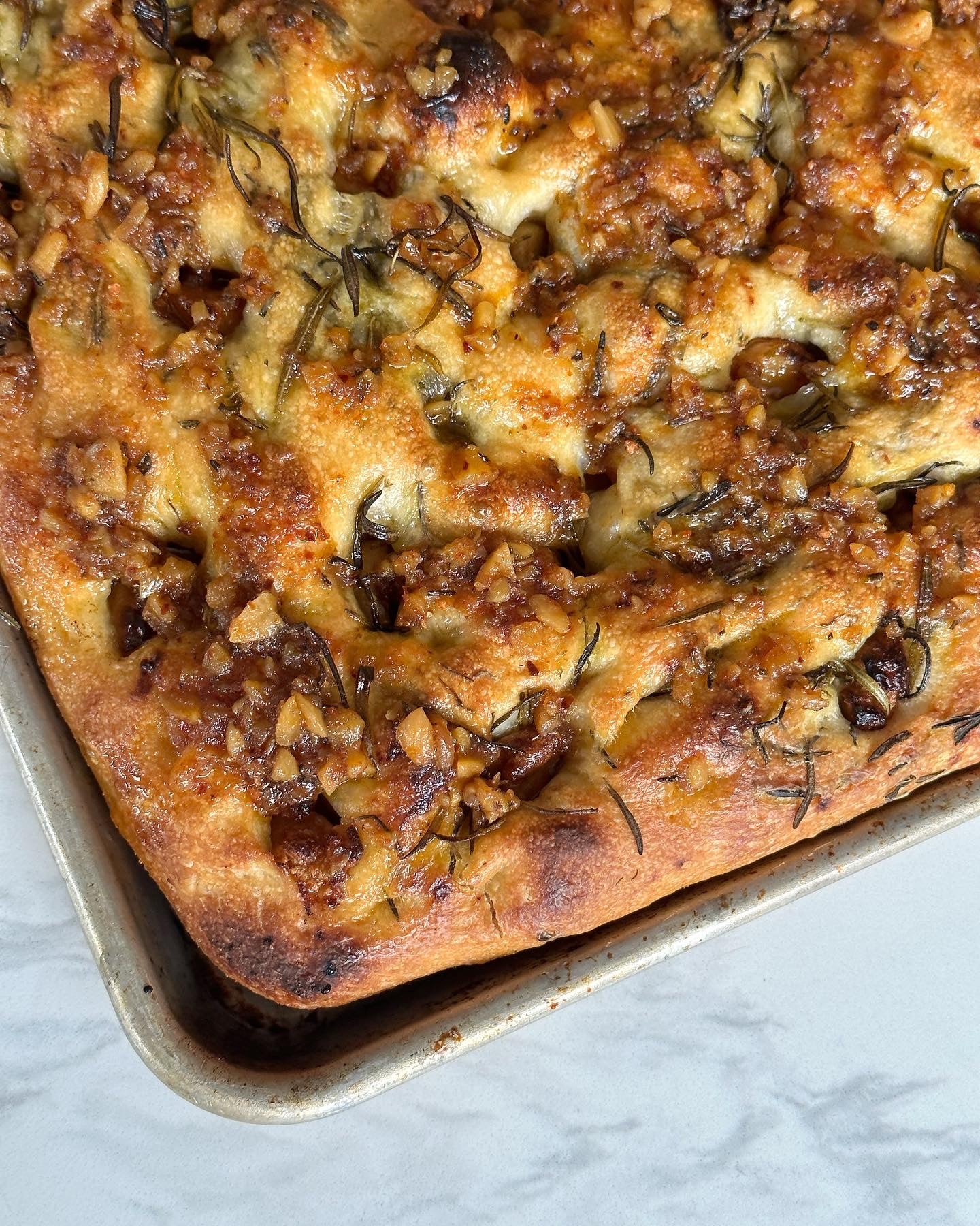 Spicy Roasted Garlic Focaccia